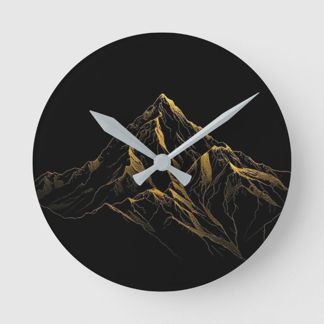 Reloj Redondo Mediano Gold textured abstract mountain lineart (Anverso)