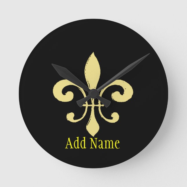 Reloj Redondo Mediano Gold Washout Fleur De Lis, añadir nombre (Anverso)