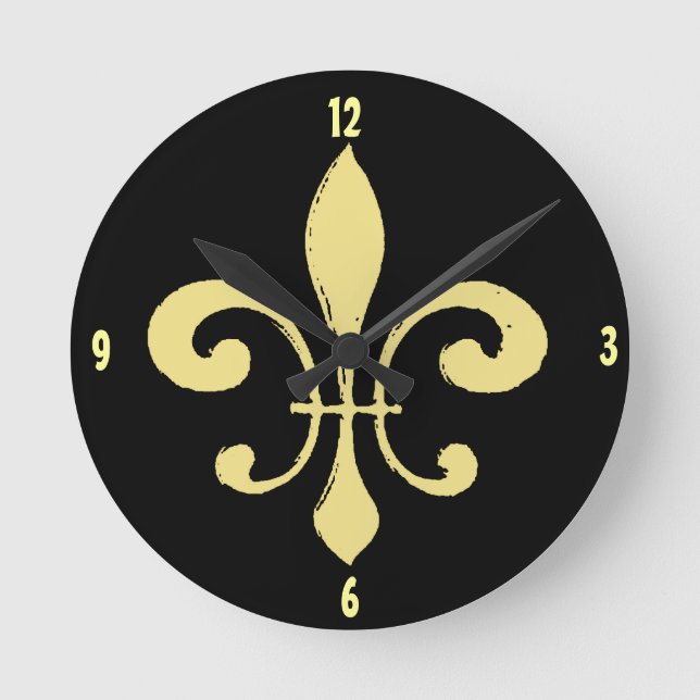 Reloj Redondo Mediano Gold Washout Fleur De Lis, añadir nombre (Anverso)
