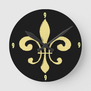 Reloj Redondo Mediano Gold Washout Fleur De Lis, añadir números