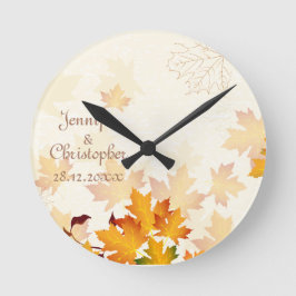 Reloj Redondo Mediano Golden Autumn Leaves Wedding Memento