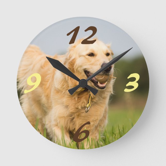 Reloj Redondo Mediano Golden Retriever (Anverso)