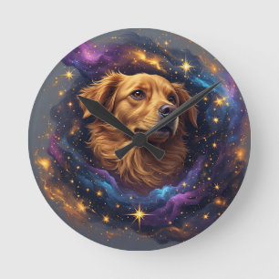 Reloj Redondo Mediano Golden Retriever por Whimsical Cosmos