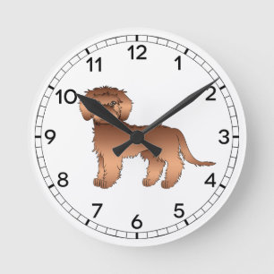 Reloj Redondo Mediano Goldendoodle Mini Rojo Lindo Perro de Dibujos Anim