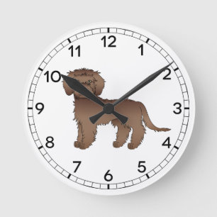 Reloj Redondo Mediano Goldendoodle Miniatura de Chocolate Perro de Dibuj