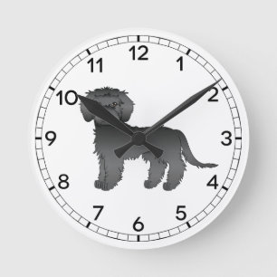 Reloj Redondo Mediano Goldendoodle miniatura negro lindo perro de dibujo