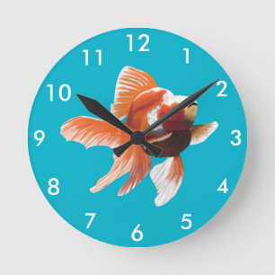 Reloj Redondo Mediano Goldfish Painterly del naranja y del blanco
