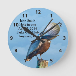 Reloj Redondo Mediano Golf Agujero-en-uno personalizable de la