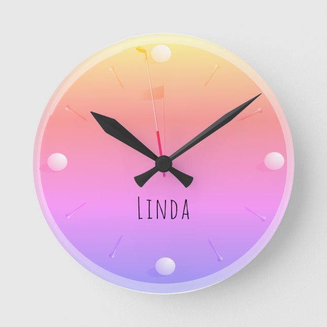 Reloj Redondo Mediano Golf Ball Green Neon Pink Athletic Personalizado (Anverso)