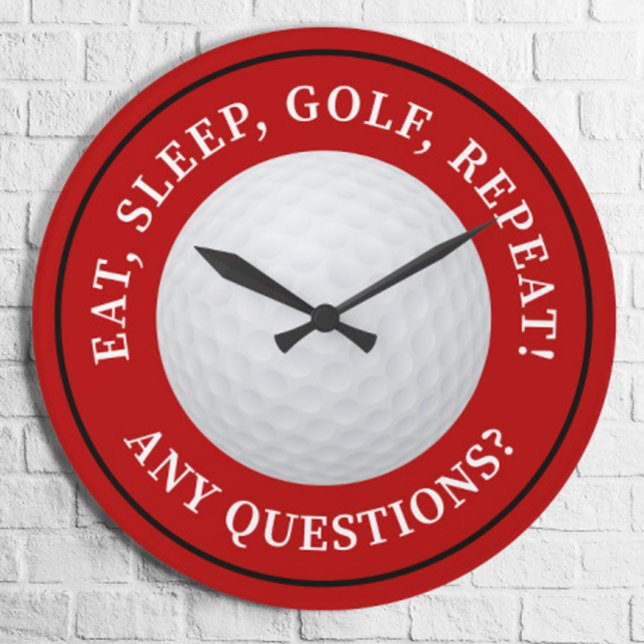Reloj Redondo Mediano Golf Ball Sports Golfing Quote Moderno Funny Red (Subido por el creador)