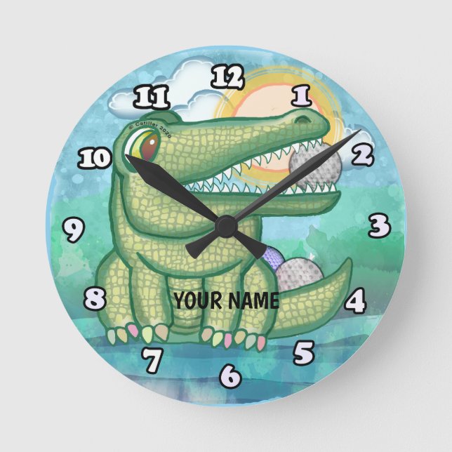Reloj Redondo Mediano Golf de Cocodrilo (Anverso)