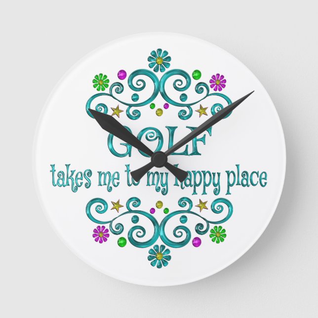 Reloj Redondo Mediano Golf Happy Place (Anverso)
