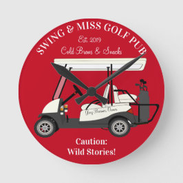 Reloj Redondo Mediano Golf Pub Cart Beer & Snacks Wild Stories