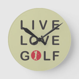 Reloj Redondo Mediano Golf vivo del amor Golfing negro rojo