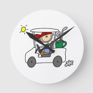 Reloj Redondo Mediano Golfista en Carrito de Golf