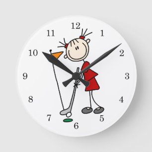Reloj Redondo Mediano Golfista femenina de palitos