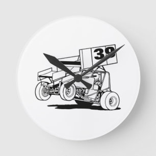 Reloj Redondo Mediano Gorra de Sprint Car personalizado, Personalizar