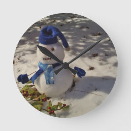 Reloj Redondo Mediano Gorra y bufanda del withBlue del muñeco de nieve