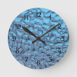 Reloj Redondo Mediano Gotas de lluvia suaves en vidrio azul