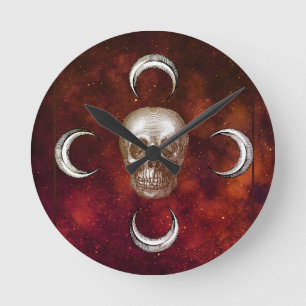 Reloj Redondo Mediano Goth Skull and Moon Celestial