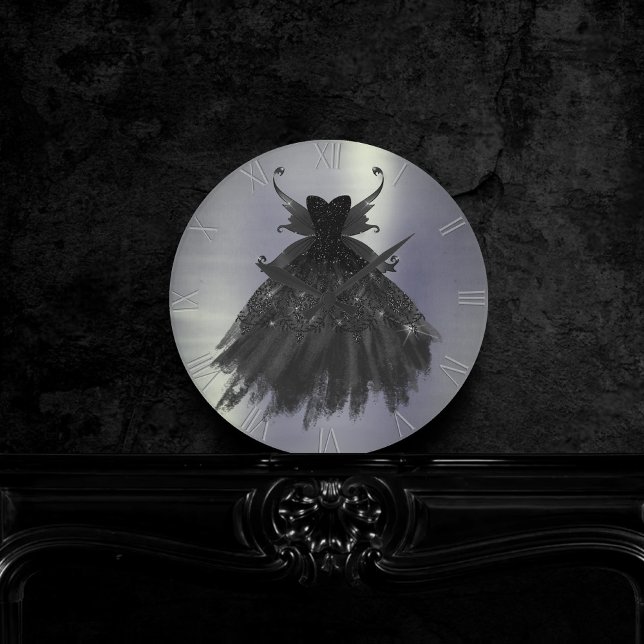 Reloj Redondo Mediano Gothic Fairy Black Gown | Vampy Gótico Glam Sheen (Subido por el creador)