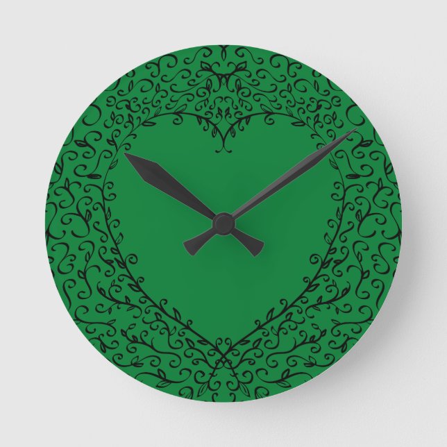 Reloj Redondo Mediano Gothic Heart-Round Acrylic Wall Clock Green+Black (Anverso)