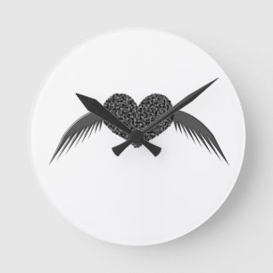 Reloj Redondo Mediano Gothic Winged Love Heart Wall Clock