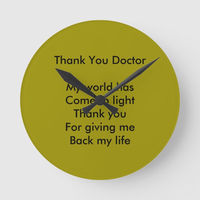 Reloj Redondo Mediano Gracias médica (Anverso)