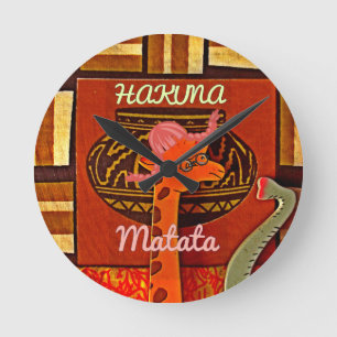 Reloj Redondo Mediano Graciosa jirafa con texto fresco Hakuna Matata Dis