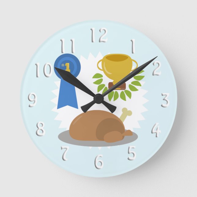 Reloj Redondo Mediano Gracioso diseño de Personalizado de cena de pollo  (Anverso)