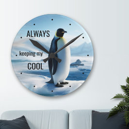 Reloj Redondo Mediano Gracioso hielo pingüino de Guay