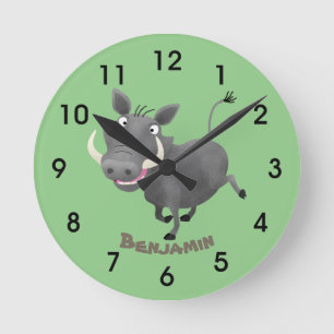 Reloj Redondo Mediano Gracioso ilustracion personalizado porcino african