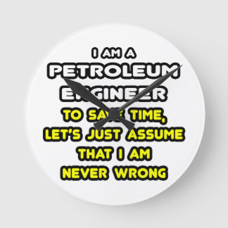 Reloj Redondo Mediano Gracioso ingeniero petrolero camisetas y regalos