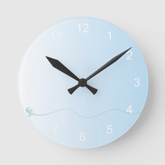 Reloj Redondo Mediano Gradiente azul suave (Anverso)