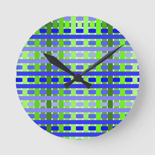 Reloj Redondo Mediano Gradiente azul trenzado (Anverso)