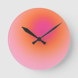 Reloj Redondo Mediano Gradiente del amanecer - Naranja rosado beige