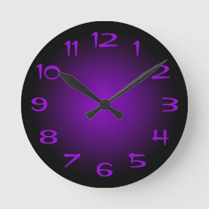 Reloj Redondo Mediano Gradiente radial violeta negro y oscuro