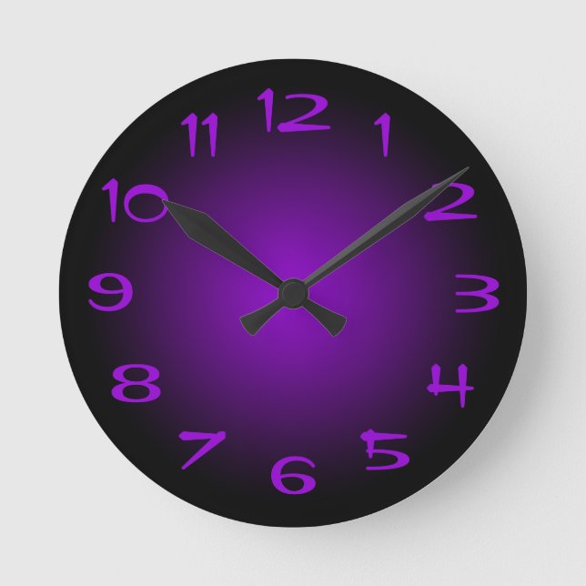 Reloj Redondo Mediano Gradiente radial violeta negro y oscuro (Anverso)