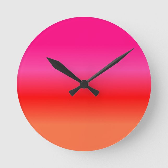 Reloj Redondo Mediano Gradiente rosa, rojo y Naranja (Anverso)