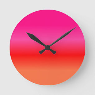 Reloj Redondo Mediano Gradiente rosa, rojo y naranja