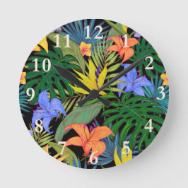 Reloj Redondo Mediano Gráfica de flor tropical Hawai Aloha