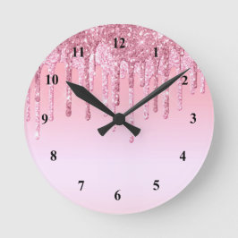 Reloj Redondo Mediano Gráfica de Purpurinas rosados modernos
