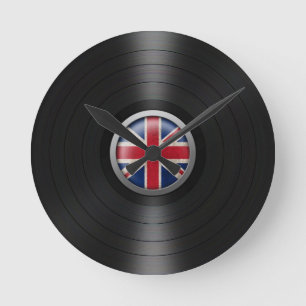 Reloj Redondo Mediano Gráfico británico del álbum de disco de vinilo 