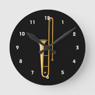Reloj Redondo Mediano gráfico vertical del trombone