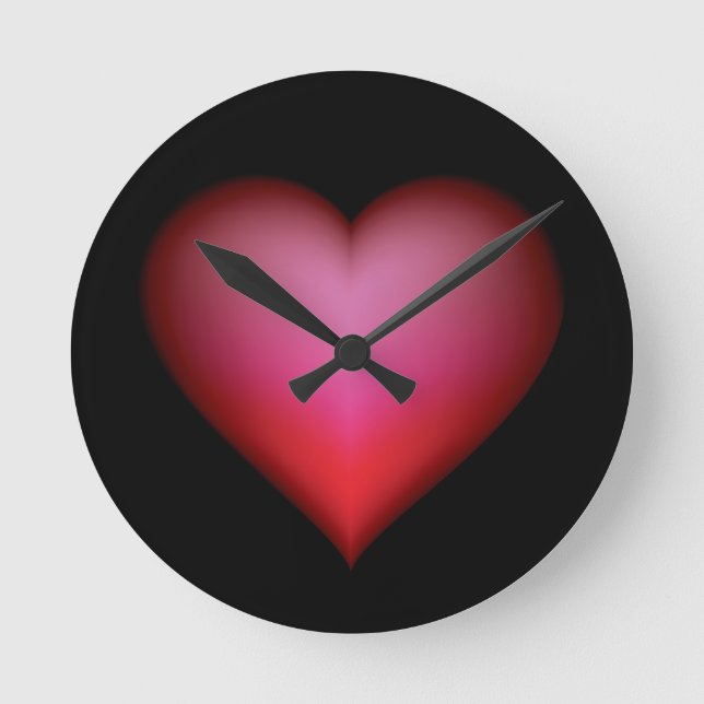 RELOJ REDONDO MEDIANO GRÁFICOS AMANTES DE LA FORMA DEL CORAZÓN ROJO (Anverso)