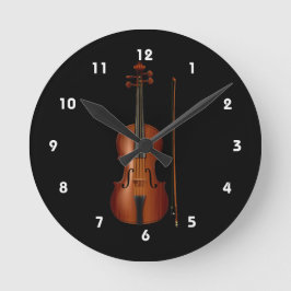 Reloj Redondo Mediano Gráficos realistas de violín y arco
