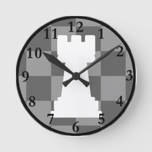Reloj Redondo Mediano Grajo gris del tablero de ajedrez