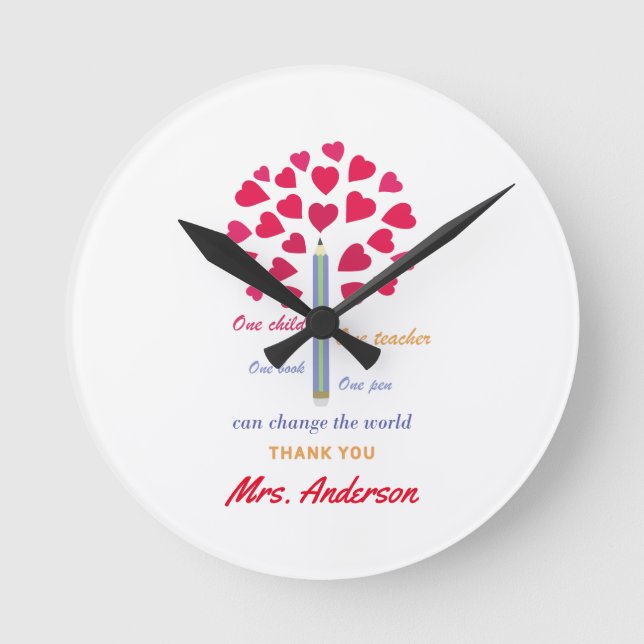 Reloj Redondo Mediano Gran árbol de lápiz / Apreciación del profesor (Anverso)