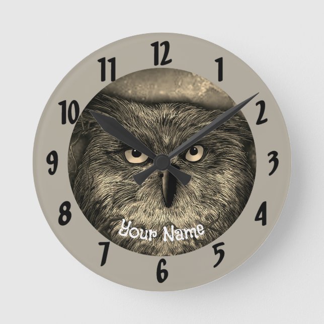 Reloj Redondo Mediano Gran búho (Anverso)