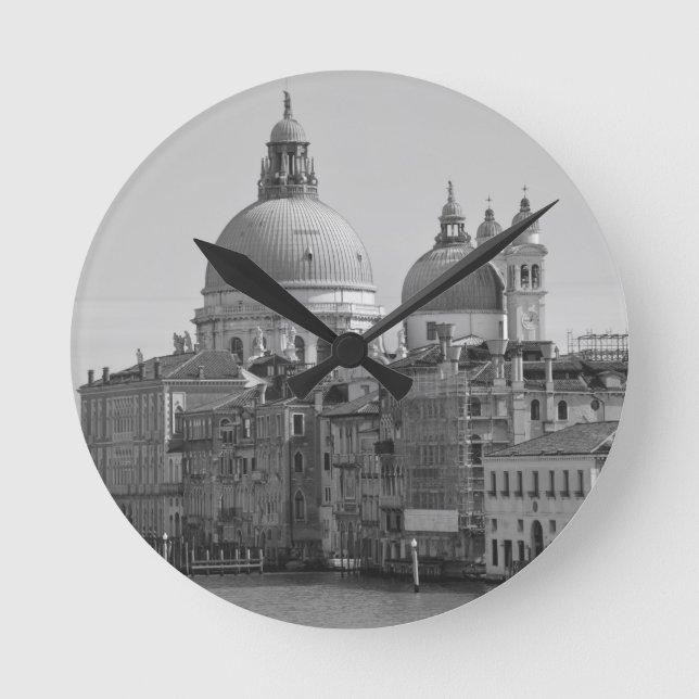 Reloj Redondo Mediano Gran Canal Blanco Negro Venecia Italia Viajes (Anverso)